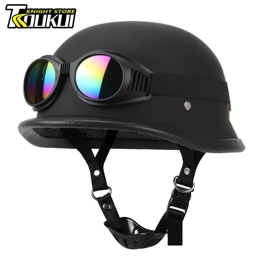 DOT Certification Half Helmet Retro Motorcycle Helmet German Vintage Moto Helmet Fashion Capacete De Moto Men Women Casco Moto
