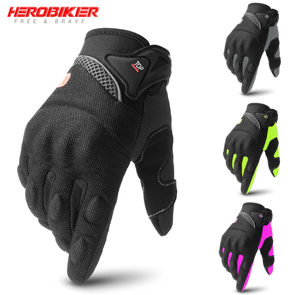Motorcycle Gloves Summer Breathable Moto Full Finger Gloves Touch Screen Riding Motobike Gloves Moto Protective Gloves 6 Colors
