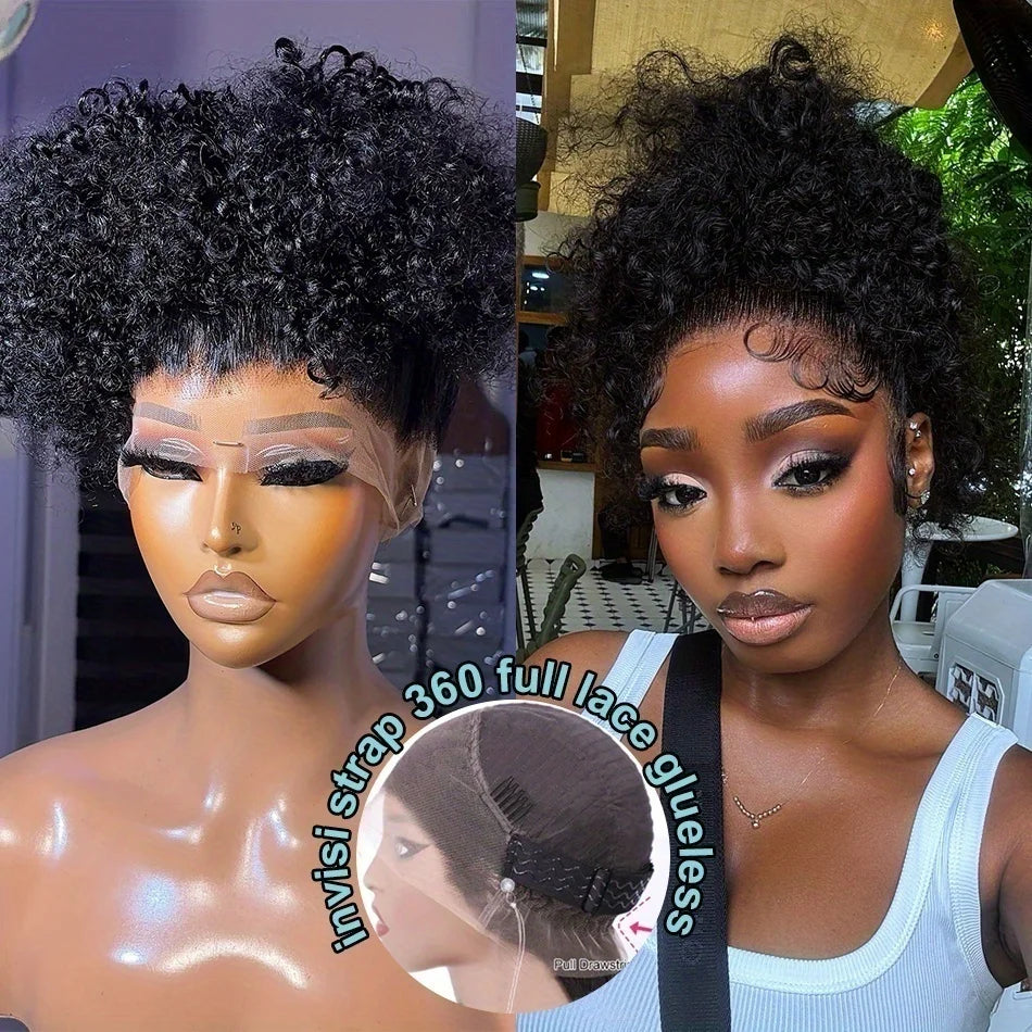 Women's 360 HD Lace Front Glueless Curly Wig - 220%Density Human Hair Deep Wave 13x4 13x6 Lace Frontal with Pre-Plucked Hairline