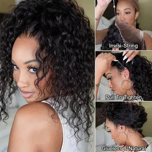 360 HD Full Lace Front Wigs Curly Wig Real Human Hair Pre Plucked Deep Wave Invisible Strap Glueless Wig Water Wave Lace Frontal