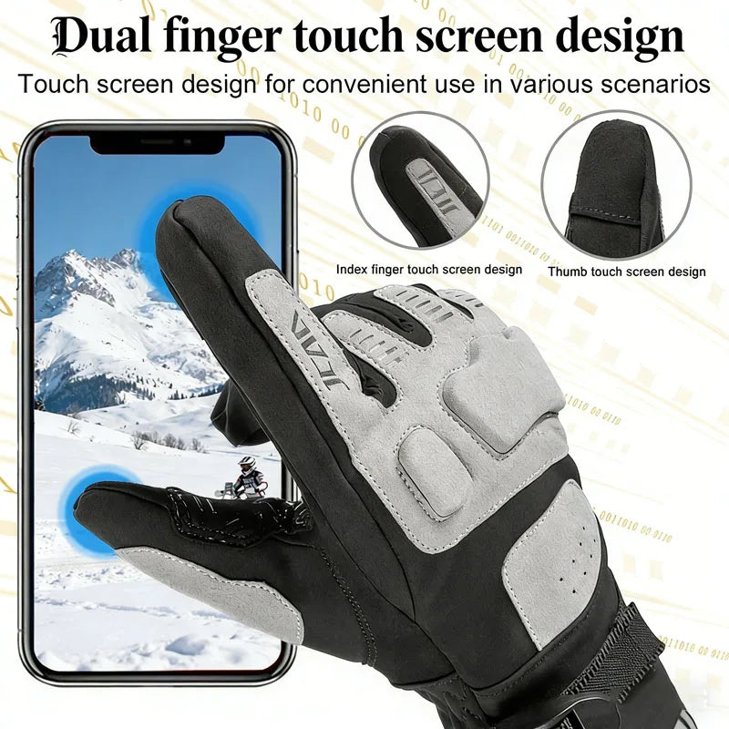 JCAA Winter Thermal Motorcycle Gloves Waterproof Windproof Warm Glove for Motorbike Riding Racing Moto Cross Cycling Accessories