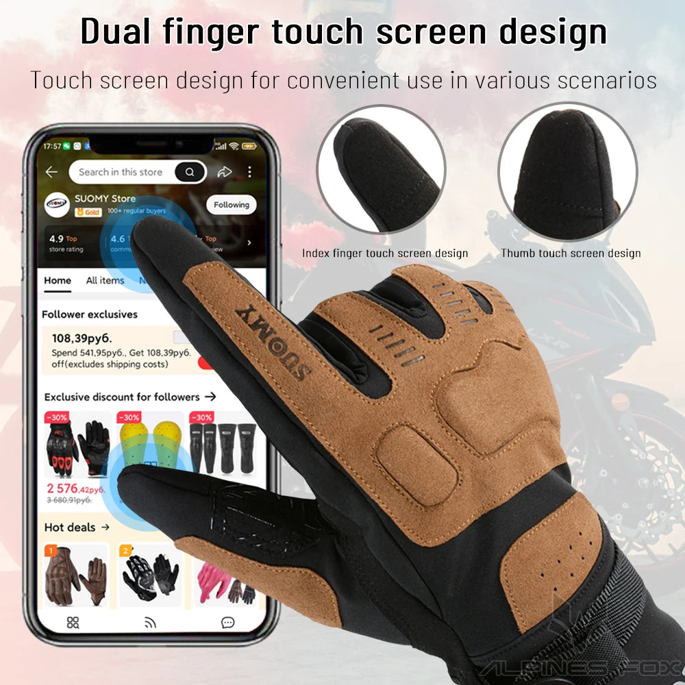 SUOMY Motorcycle Gloves Waterproof Guantes Men Women Motorbike Riding Gloves Windproof Touch Screen Moto Motocross Gloves Winter