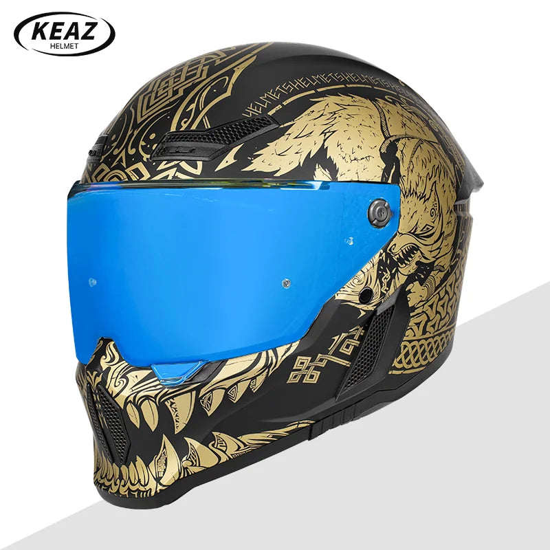 Personalized Retro Black Motorcycle Helmet Men Women Full Helmet for Motorcycles DOT Cover Suitable for All Seasons and Anti-Fog
