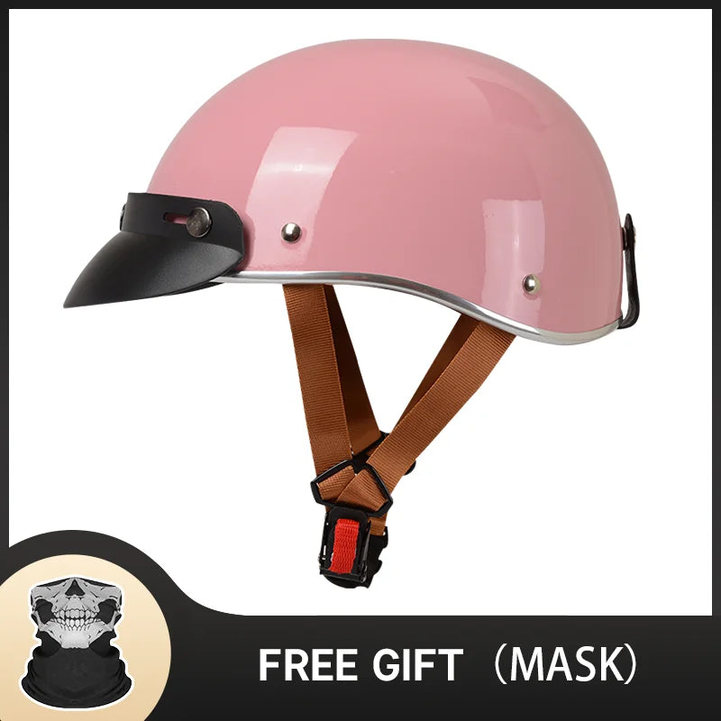 Hot Sale Cute Pink Motorbike Half Face Motorcycle Helmets for Women Chopper Biker Unisex Cascos Para Moto with DOT Approved