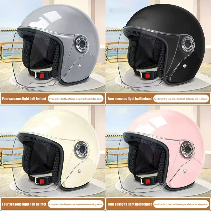 1 Piece Men Woman Electric Riding Lens Helmet Four Seasons Comfortable Ventilation Adjustable Motorcycle Safety Helmet