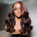Chocolate Brown Body Wave Lace Front Wig Transparent 13x6 HD Lace Frontal Wigs Preplucked Colored Human Hair Wigs 4x4 5x5 13x4