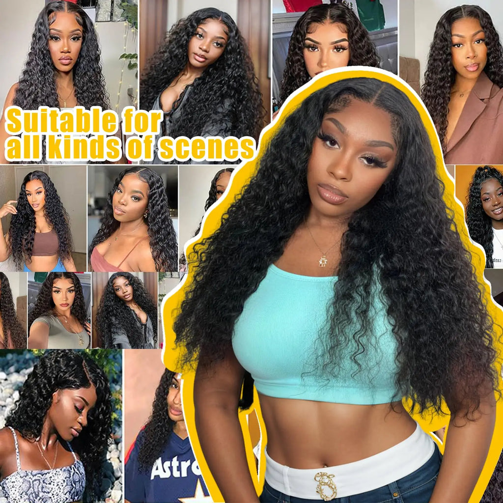 Lakeisha Deep Wave Frontal Wig Transparent 13x6 HD Lace Frontal Human Hair Wigs Curly Human Hair Lace Frontal Wigs For Women