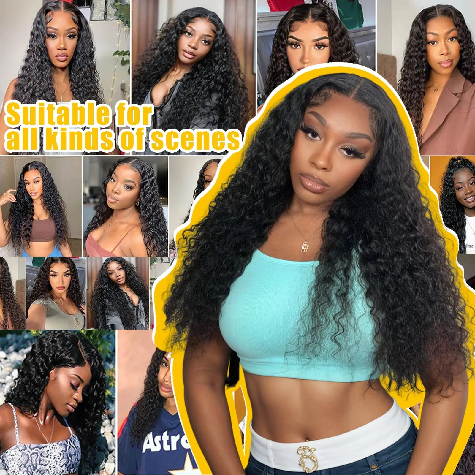 Lakeisha Deep Wave Frontal Wig Transparent 13x6 HD Lace Frontal Human Hair Wigs Curly Human Hair Lace Frontal Wigs For Women