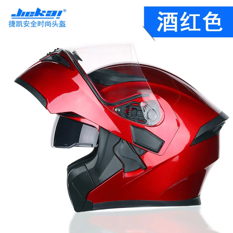 NEW Bluetooth Helmet Flip Up Visor Dual Lens Casco Moto Cool Motorcycle Helmet Full Face Casco Black Motorbike Helmets Modular