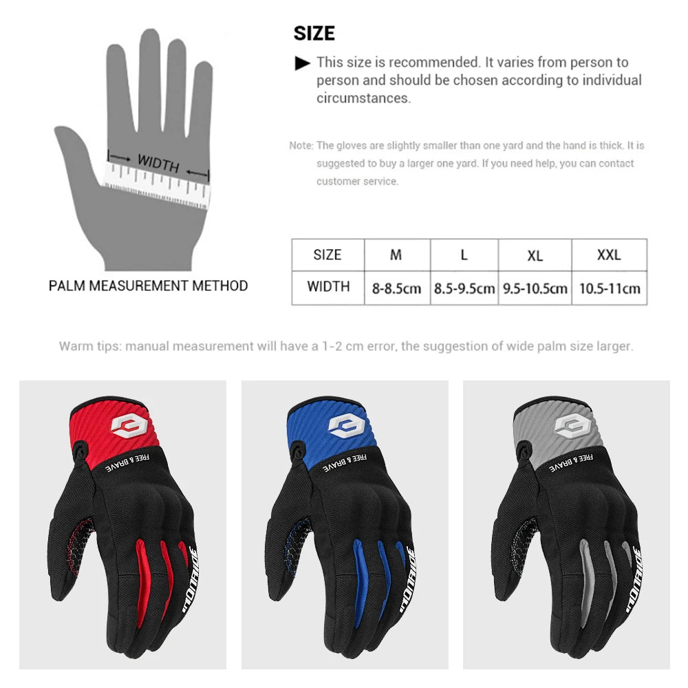 Summer Breathable Motorcycle Full Finger Protective Gloves Touch Screen Motorbike Non-slip Gloves Motocross Riding Racing Gloves
