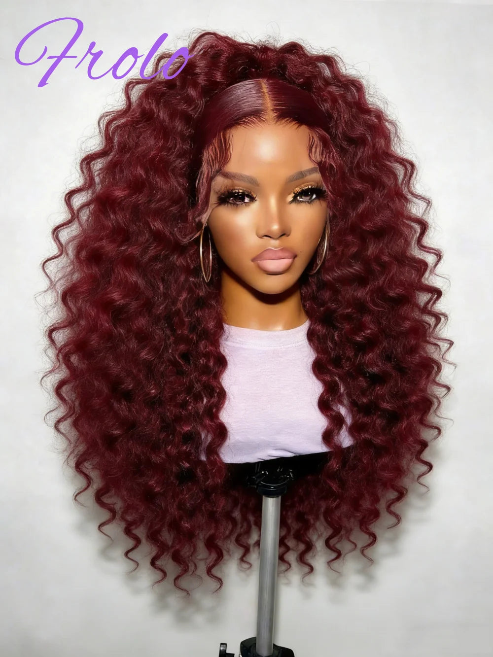 220 Density 99j Burgundy 13x6 HD Lace Frontal Human Hair Wig Pre plucked Colored Brazilian Deep Wave Curly Human Hair Wig