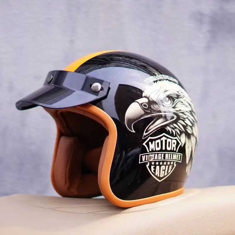 HOT Open Face Motorcycle Helmet Vintage Moto Helmet Unique Retro Motorbike 3/4 Half Helmet Removable lining cascocascospara moto