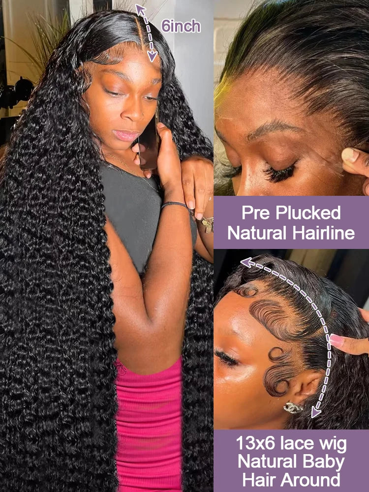 Bouncy Curlys Lace Wig 13X4 13X6 250 Density 30 40 Inches Brazilian Human Hair Wig 13X6 Human Hair Multi Parting