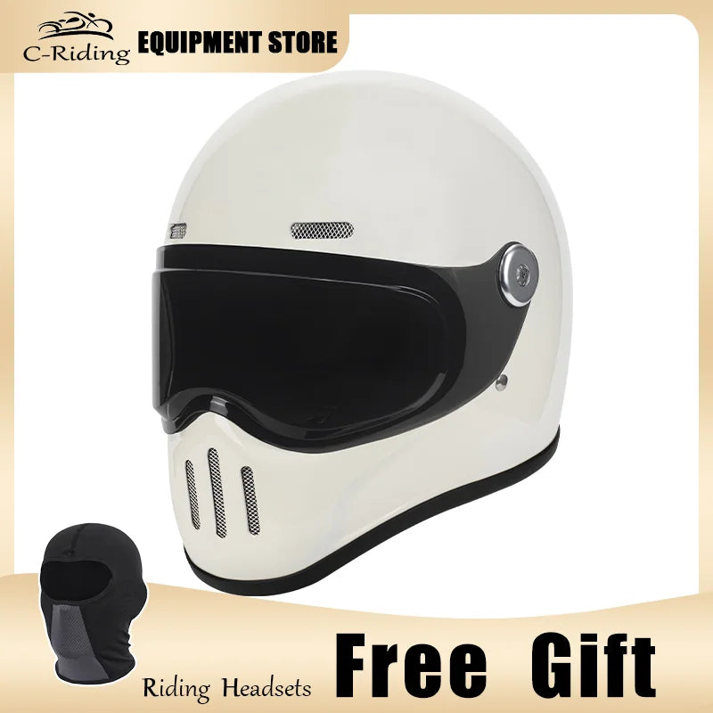C-Ridng Genuine Carbon Fiber Adventure DOT Certified Modular Design Style Full Face Motorcycle Helmet with Dark Detachable Lens