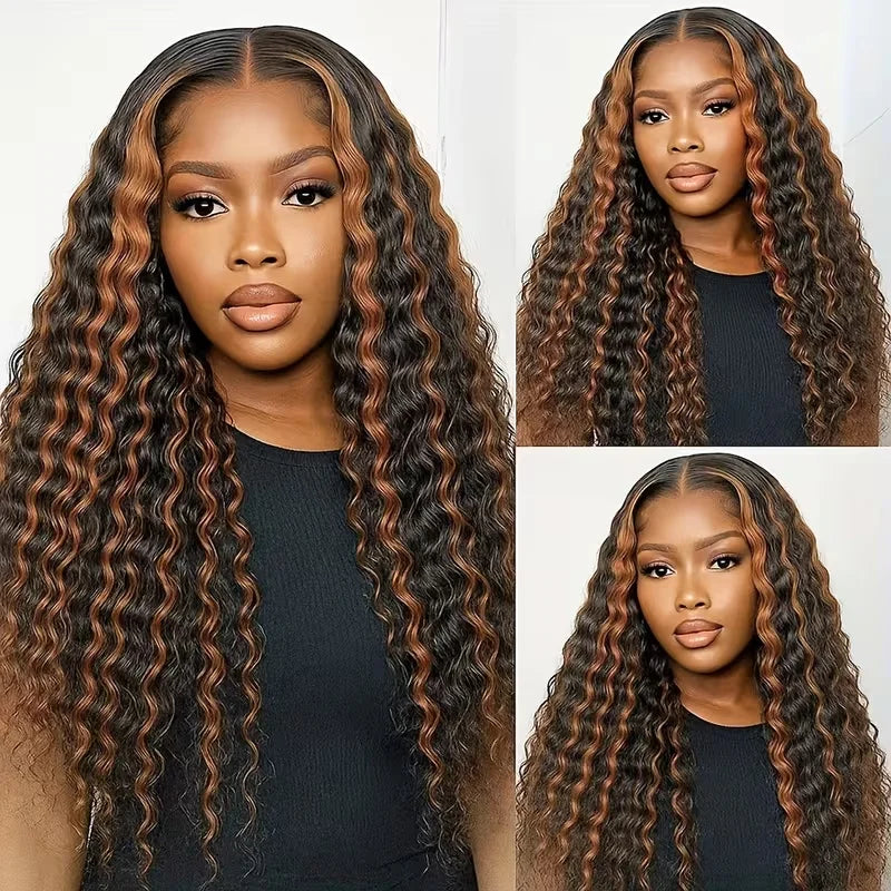 5x5 Glueless Wig Deep Wave 13x4 Lace Front Wigs Human Hair 1B/30 Ombre Colored 13x6 Lace Front Wig Highlight Curly Wig For Women