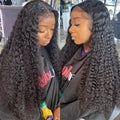 Wear And Go Short Bob 13x6 HD Transparent Deep Wave Lace Frontal Wig, 250 Density Full Thick Kinky Curly Glueless Ready To Go 10A Virgin Human Hair Wigs Tangle Free Pre Plucked Bleached Knots Natural Hairline Wigs For African American Women Daily PartyUse