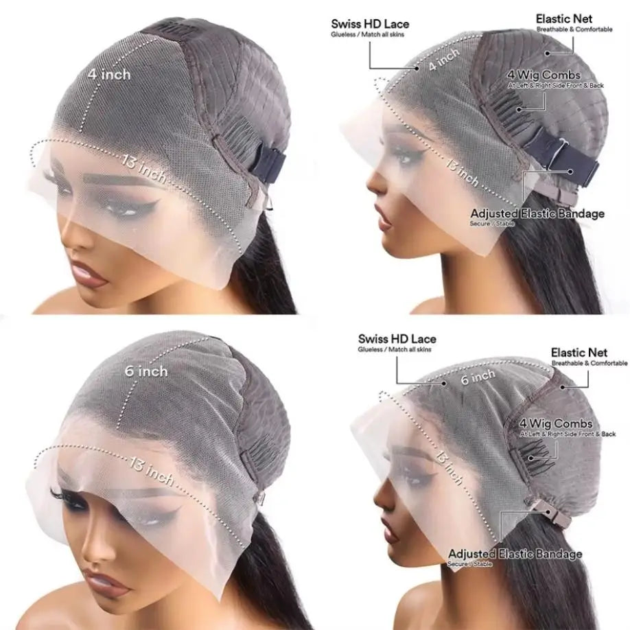 Deep Wave 40 30 inch 13x6 HD Transparent Lace Front Human Hair PrePlucked Brazilian Deep Wave Lace Frontal Wig with Deep Hair