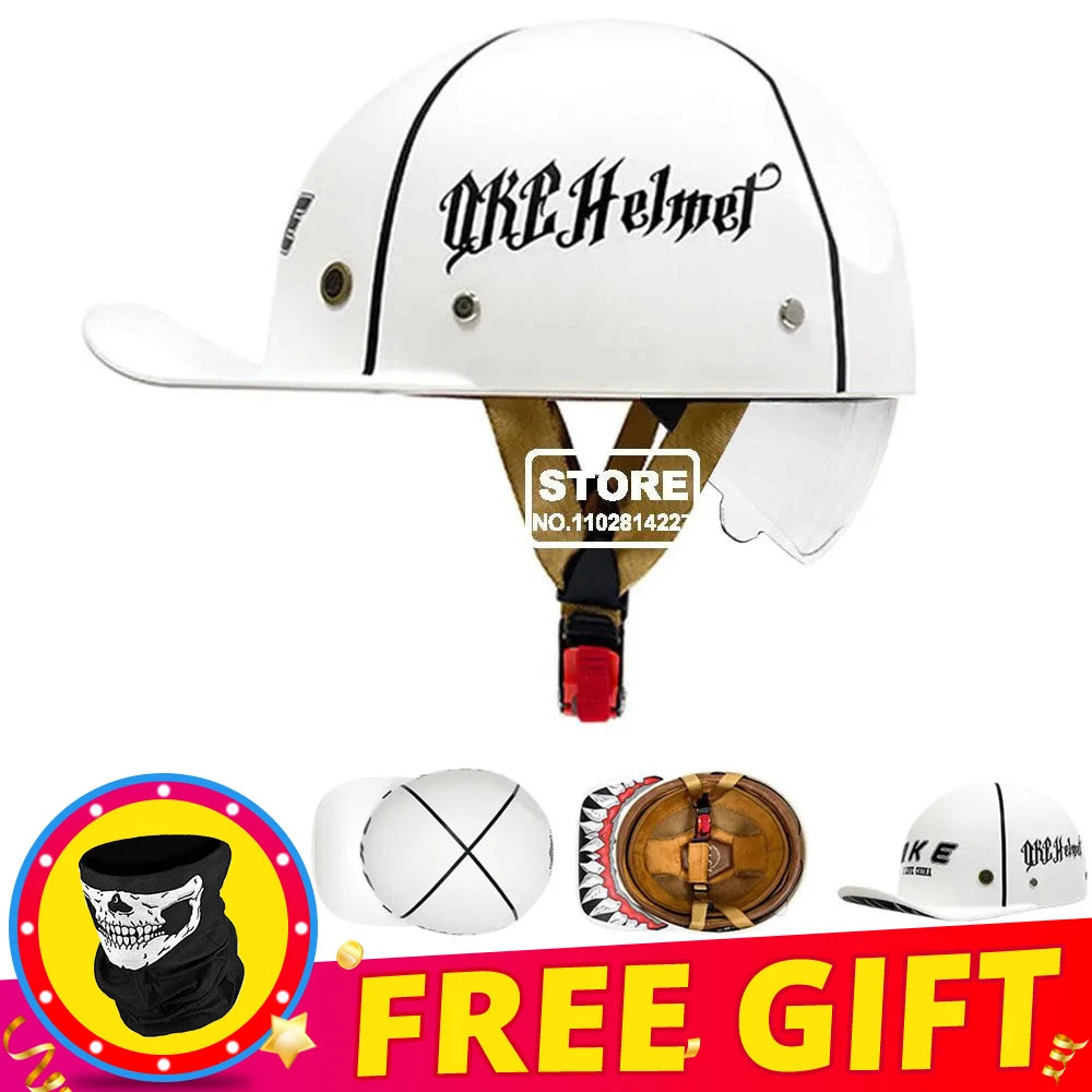 Half Helmet Retro Motorcycle Helmet Men Women Baseball Cap Riding Racing Moto Helmets DOT Certification Protection Cap Vintage