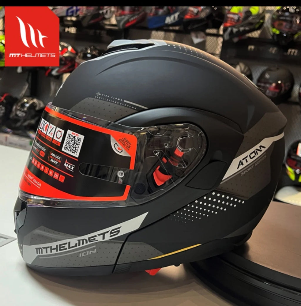 MT ATOM SV Double Lens Flip Up Helmet Motorcycle Safety Full Face Helmet for Men and Women DOT ECE Certification casco moto