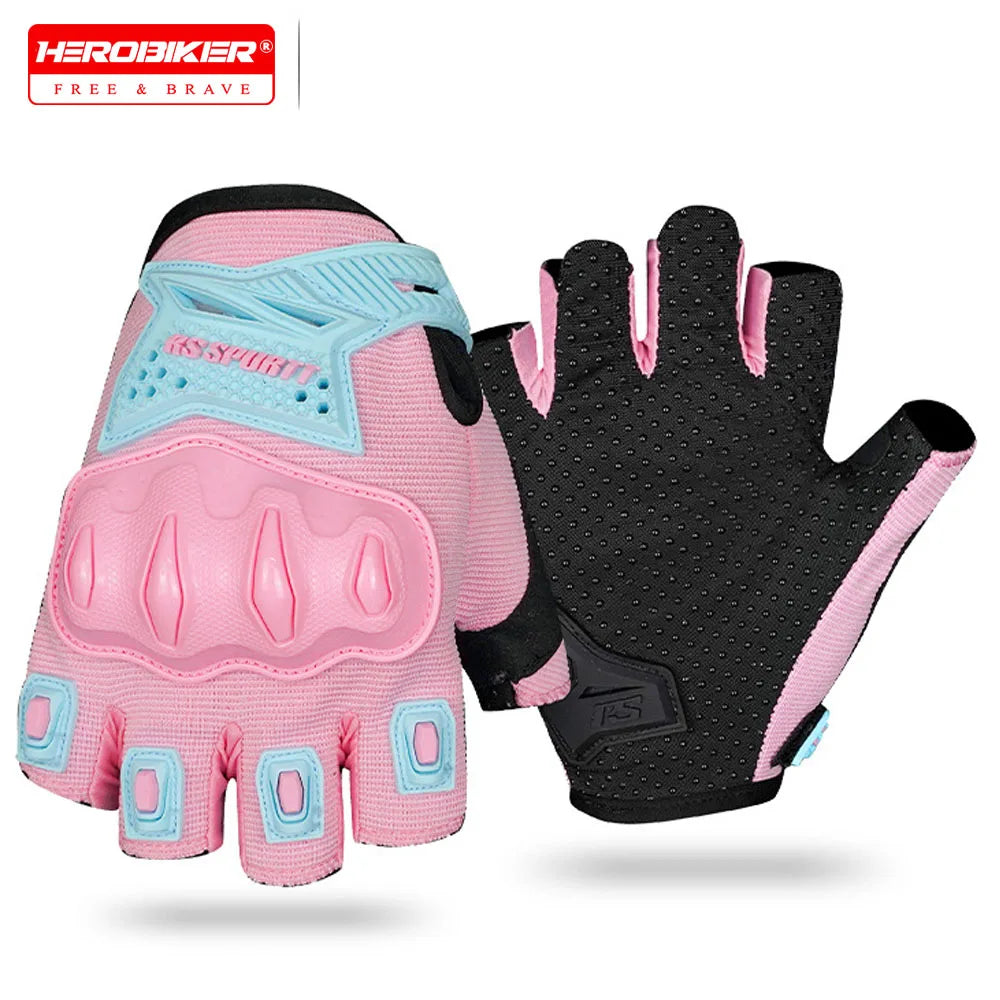 Motorcycle Gloves for Men Women Summer Breathable Riding Half Finger Gloves Shockproof Protective Gear Motorbike Bicycle Gloves
