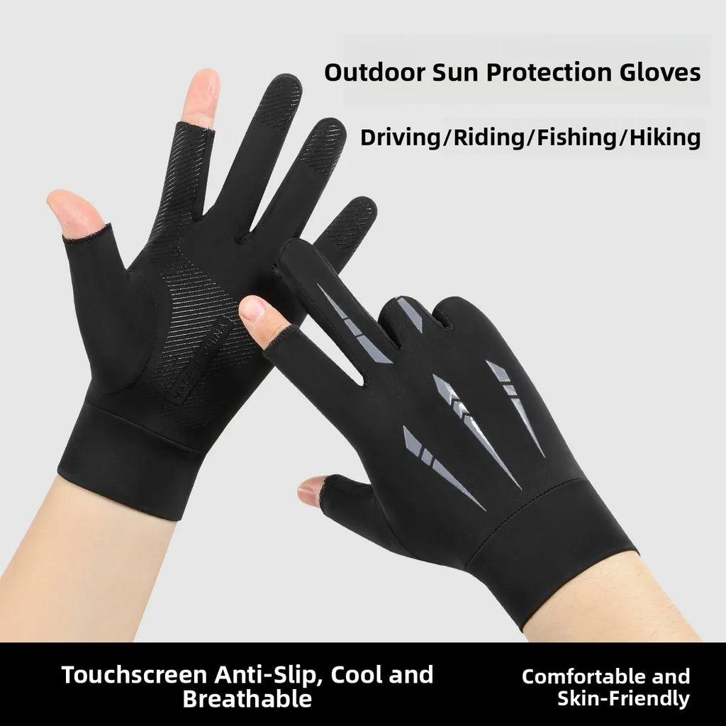 Sun Protection Ice Silk Thin Anti-Slip Driving Gloves for Men Summer Motorcycle Riding Fishing And Delivery Bike Riding Gloves