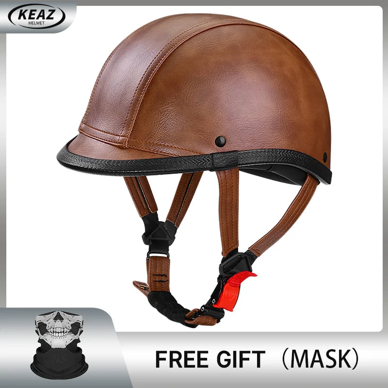 Newest Vintage Grey Motorcycle Helmet Motorcycle Ladle helmet Cruise Vintage Half Helmet German Leather Helmet Pedal Safety DOT