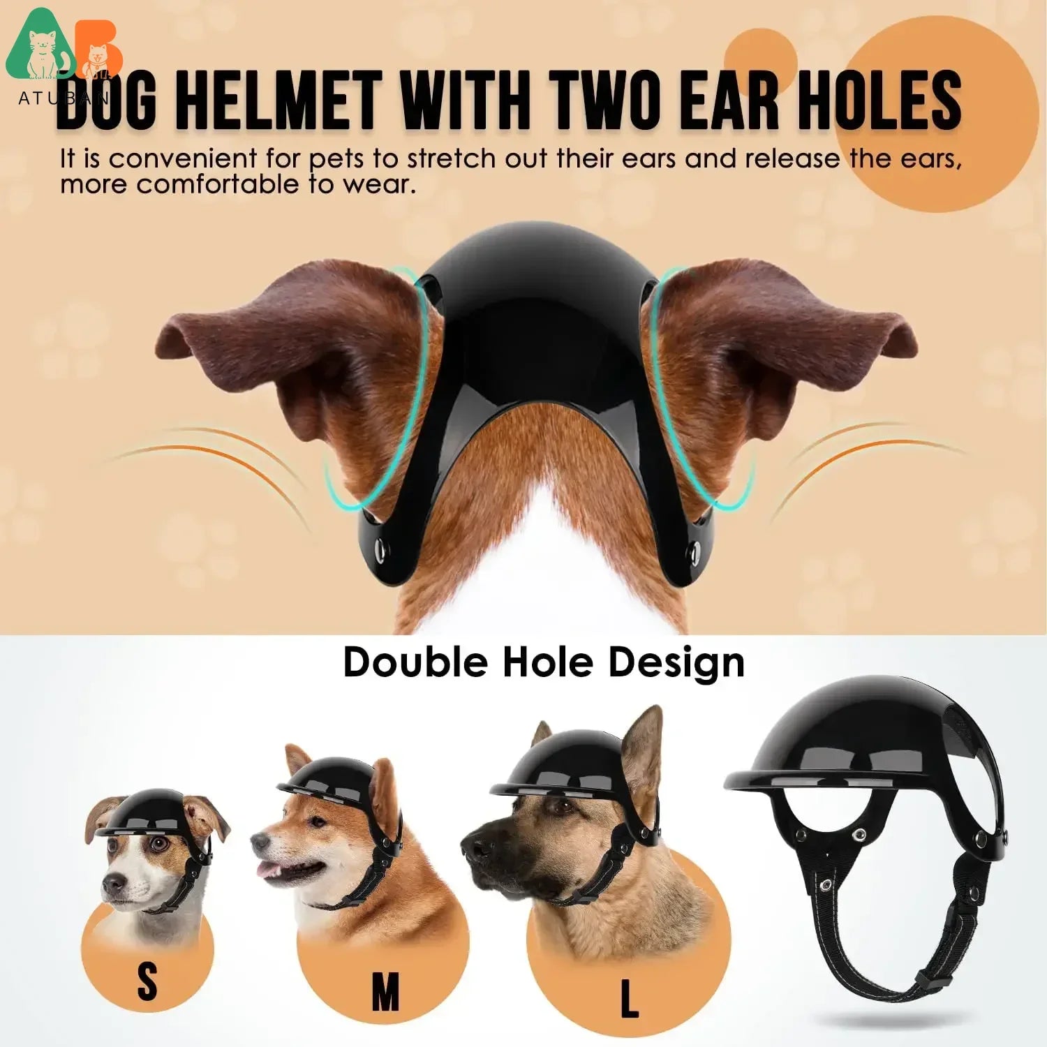 ATUBAN Dog Helmet and Goggles-UV Protection Doggy Sunglasses Dog Glasses Pet Hat Motorcycle Helmets Protection for Puppy Riding