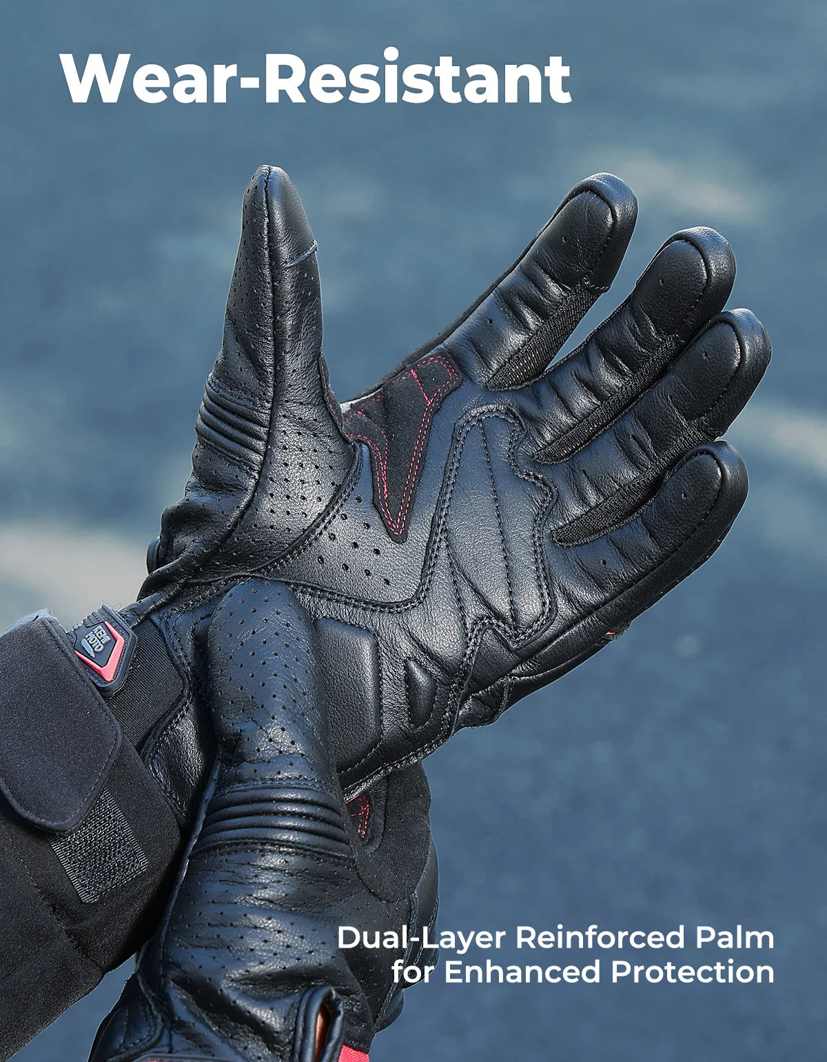 KEMITOUR Leather Motorcycle Gloves CE Men's Retro Moto Gloves Touch Screen Carbon Protective Motorbike Breathable For Summer