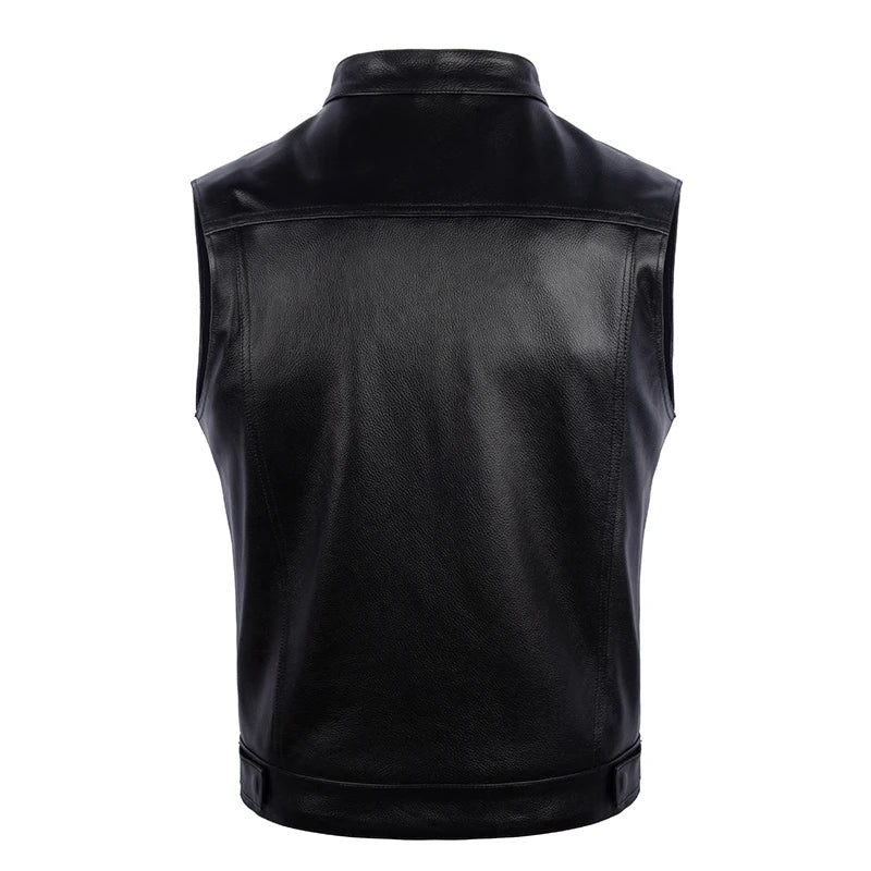 Harley Motorcycle Gang Leather Vest Top Layer Cowhide Jaet Riding Vest Genuine Leather Svel oulder Pad Youth Faion