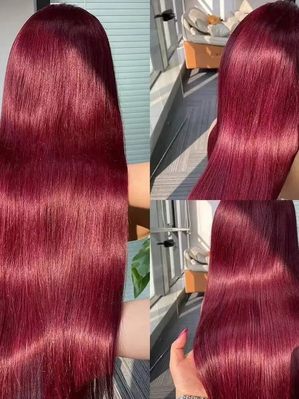 200 Density 13x4 13x6 Full Frontal Lace 99j Burgundy Preplucked Colored Straight Frontal Wig HD Transparent Lace Human Hair Wigs
