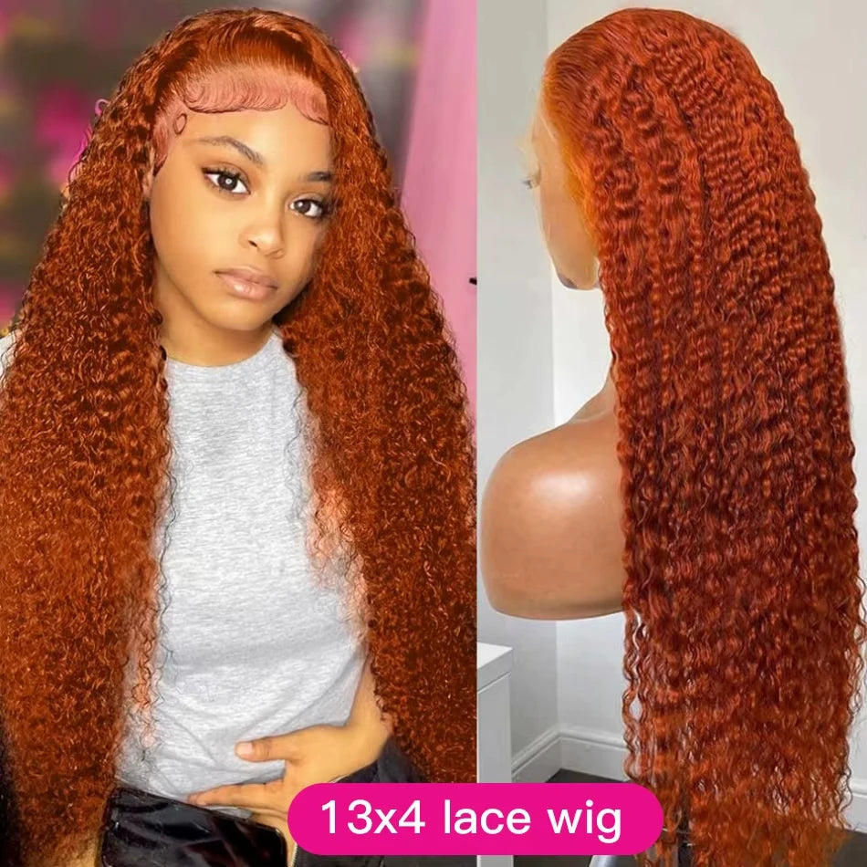 210 Density Orange Ginger Wig Human Hair Curly 13x6 Hd Lace Front Wig Pre Plucked 350# Colored Wig Deep Wave Human Hair Wigs
