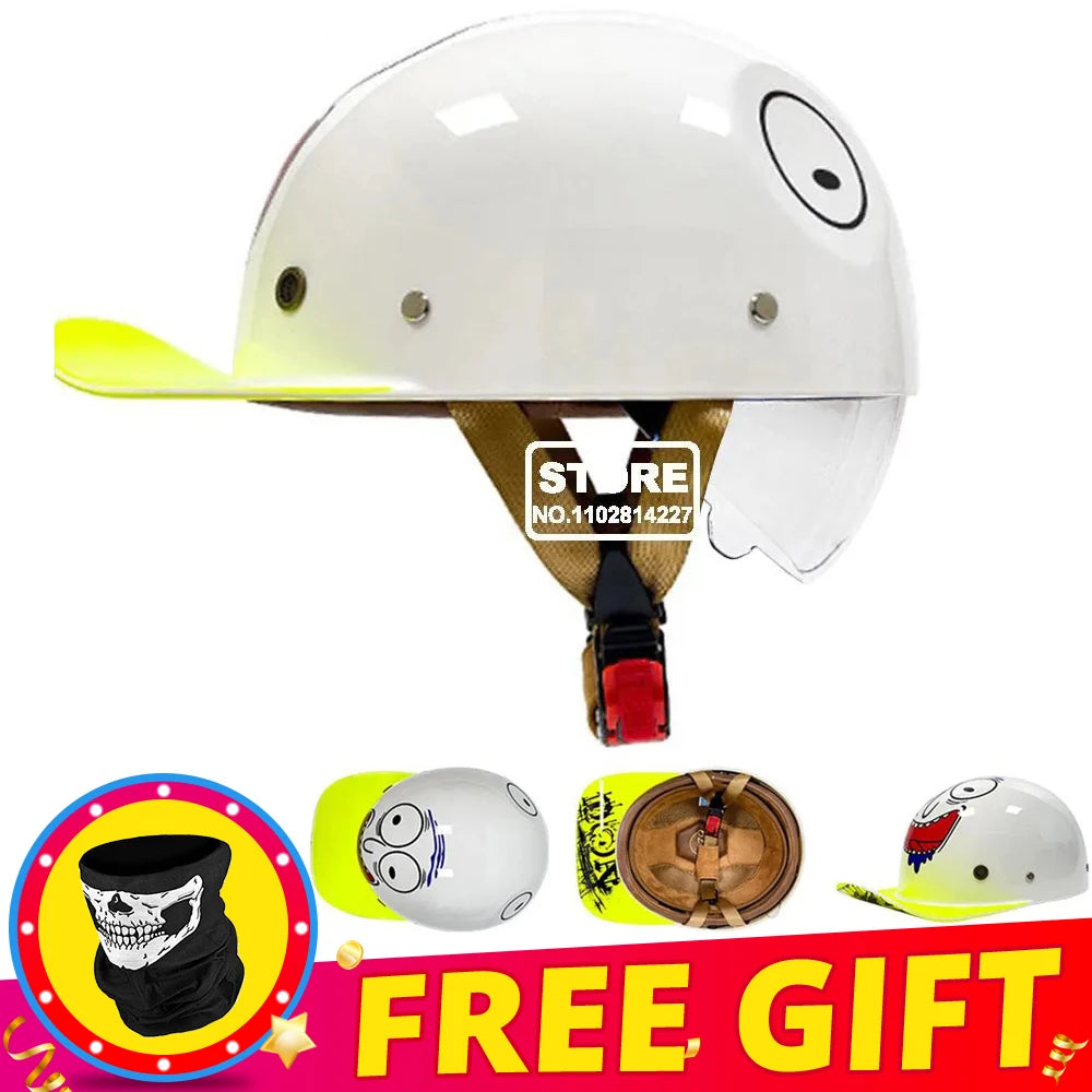 Half Helmet Retro Motorcycle Helmet Men Women Baseball Cap Riding Racing Moto Helmets DOT Certification Protection Cap Vintage