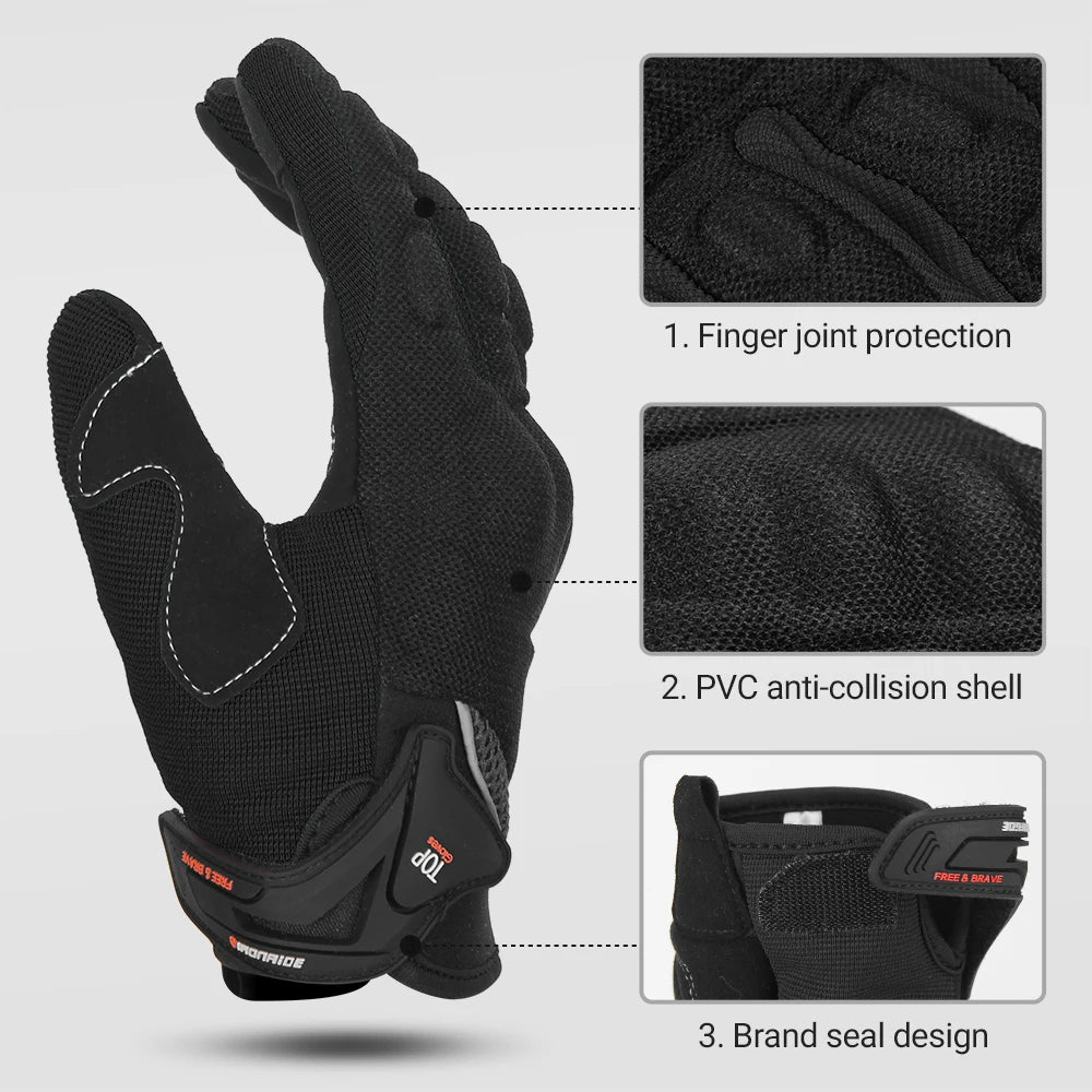 Summer Motorcycle Gloves Breathable Riding Gloves Hard Knuckle Touchscreen Motorbike Gloves For Dirt Bike Moto Full Finger Glove