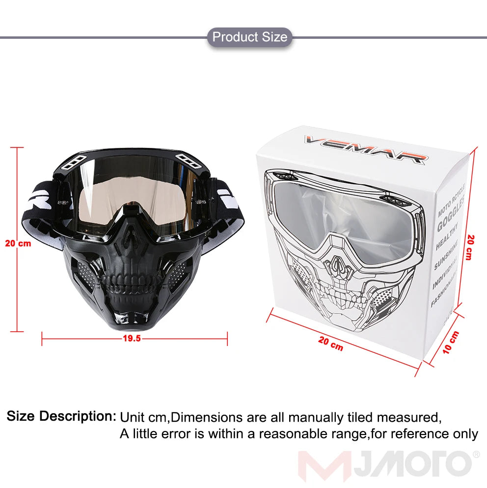 VEMAR Detachable Motorcycle Helmet Goggles Cycling Glasses Man Windproof Dust-proof Motocross Face Mask Goggles Glasses Block UV