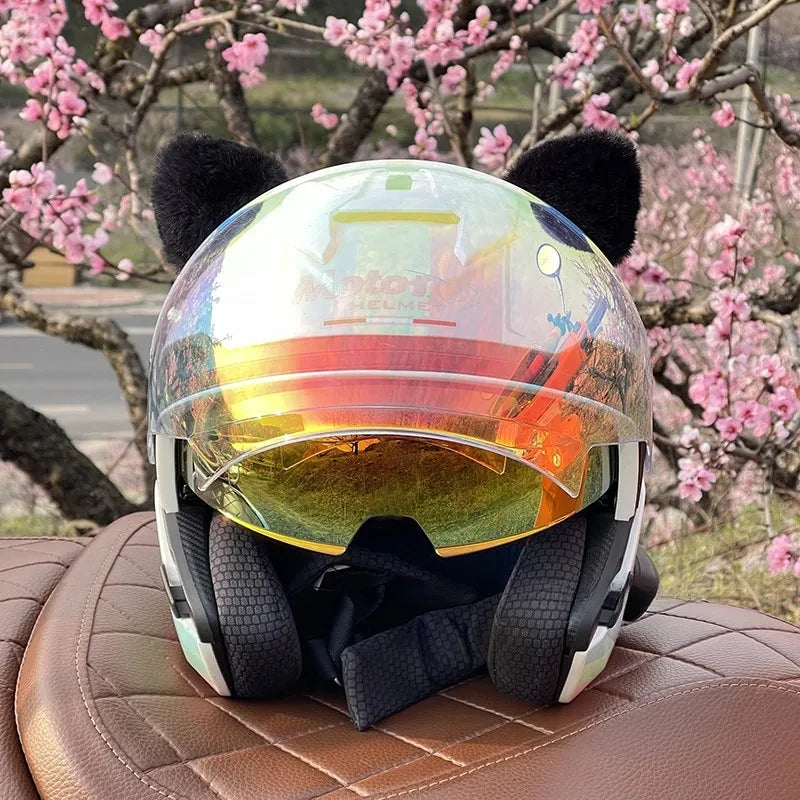 Ski Helmet Decoration Plush Bear Ear Motorcycle Riding Helm Accessories Small Panda Ears