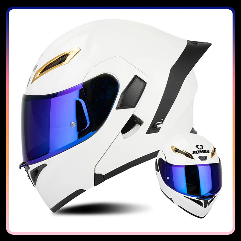 Men Women Motorcycle Helmets Full Face Helmet Colorful Dual Lens Flip Up Helmet DOT Approved Purple Modular Helm Casco Para Moto