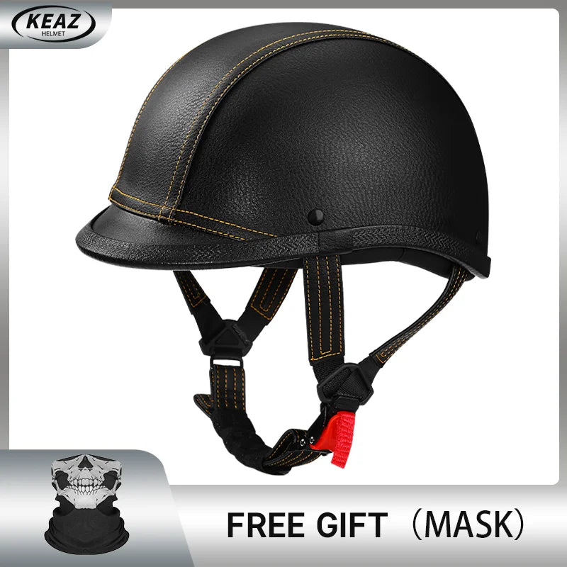 Newest Vintage Grey Motorcycle Helmet Motorcycle Ladle helmet Cruise Vintage Half Helmet German Leather Helmet Pedal Safety DOT