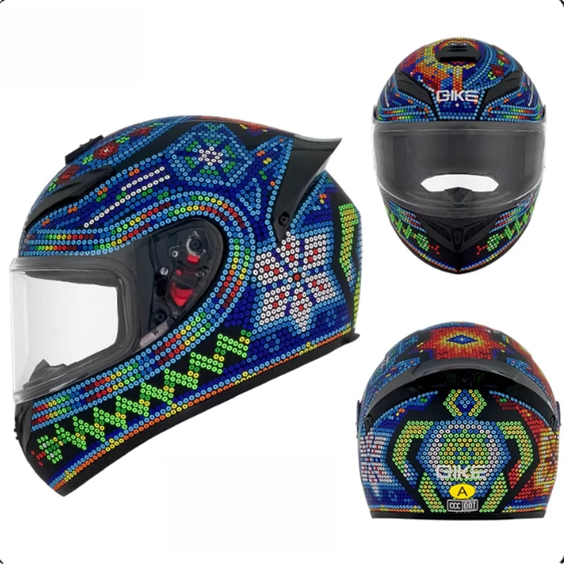 Latest Personalised Design Grey Wolf Pattern Motorcycle Full Face Helmet DOT Approved Possess Unmatched Comfort Thrilling Rides