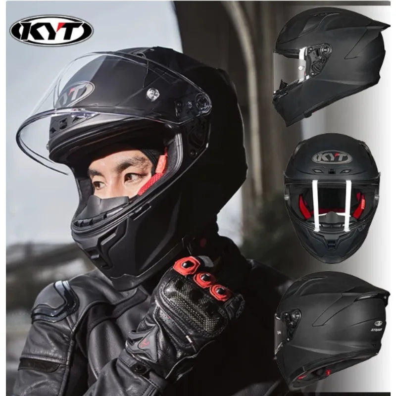 New colors available！KYT Full Helmet Women Motorcycle Helmet Men Summer Four Season Moto Track Hard Helmet Riding Big Tail ST