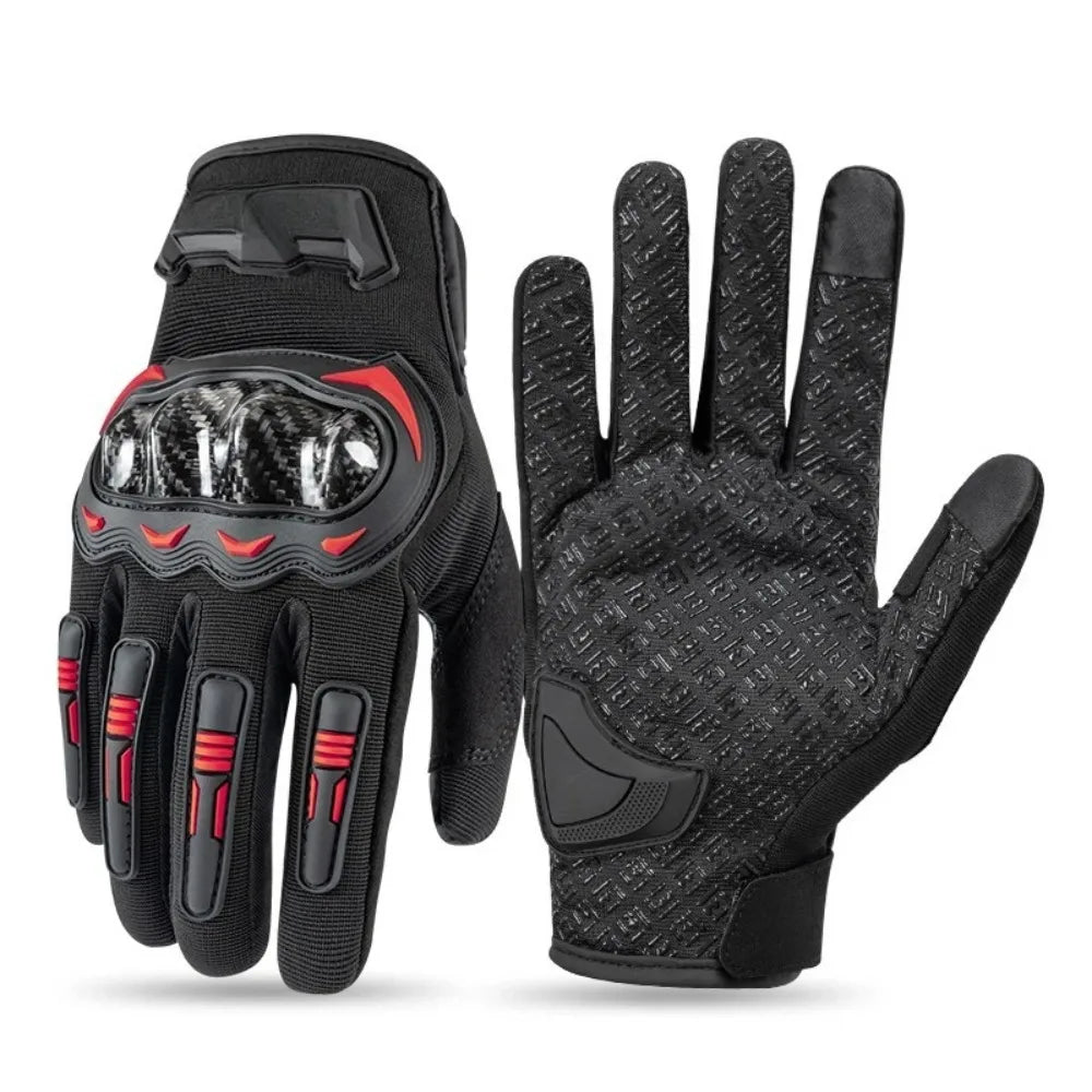 Summer Motorcycle Gloves Men Women Outdoor Breathable Anti-Slip Full Finger Gloves Touchscreen Protective Riding Gear for Racing