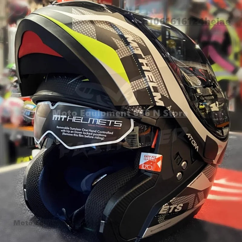 MT ATOM SV Double Lens Flip Up Helmet Motorcycle Safety Full Face Helmet for Men and Women DOT ECE Certification casco moto