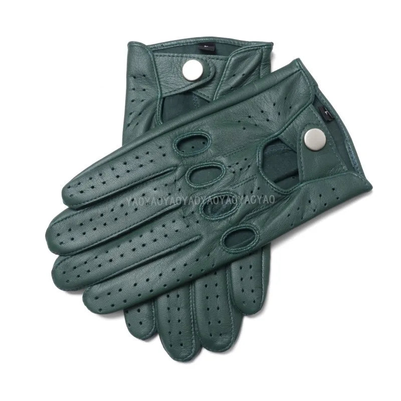 Male Spring 2025 New Leather Gloves Men Top Quality Pure Goatskin No Lining Unlined Breathable Driving Full Finger Mittens