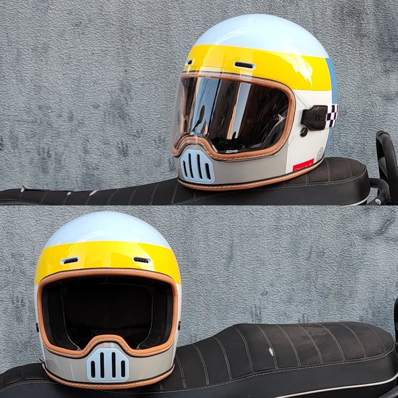 ORZ Retro Motorcycle Full Helmet Motorcycle Helmet Four Seasons Couple Street Bike Helmet Riding Cascos Para Moto