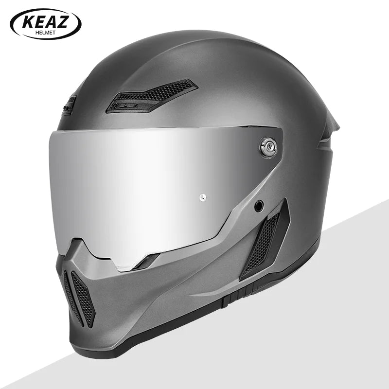 Personalized Retro Black Motorcycle Helmet Men Women Full Helmet for Motorcycles DOT Cover Suitable for All Seasons and Anti-Fog