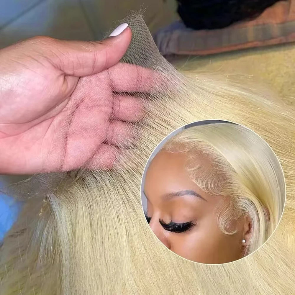 13x4 13x6 Full Frontal Lace 613 Blonde Colored Straight Human Hair Wigs Lace Front Wigs For Women 34 36 Inch