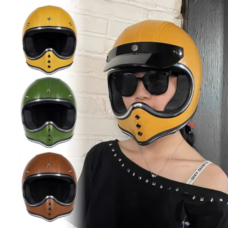 HOT Retro Full Face Motorcycle Helmet ABS Multi-color Options Available Full Face Helmet ABS Enhanced Comfort for Long Rides