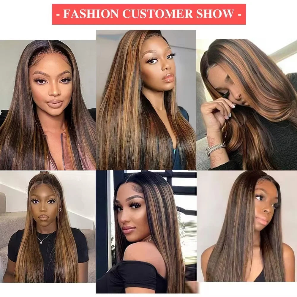 40 46 Inch Straight Wigs Highlight Colorful Human Hair 13x4 13x6 HD Transparent Lace Front Wig FB/30 Pre Plucked Brazilian Wigs