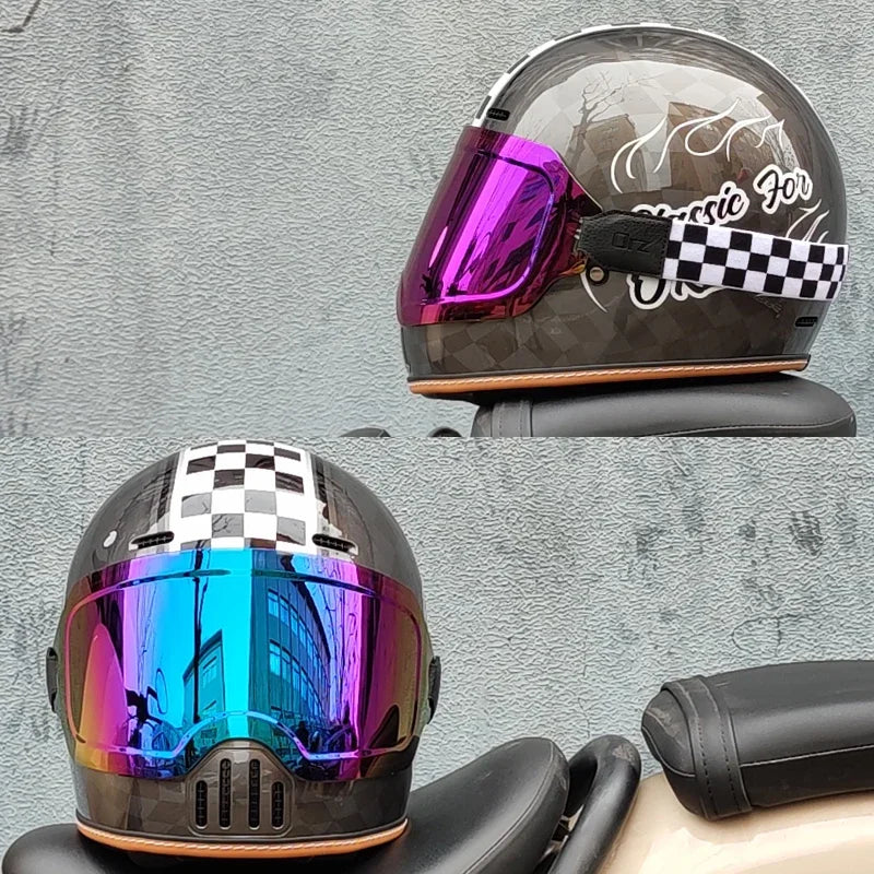 ORZ Retro Motorcycle Full Helmet Motorcycle Helmet Four Seasons Couple Street Bike Helmet Riding Cascos Para Moto