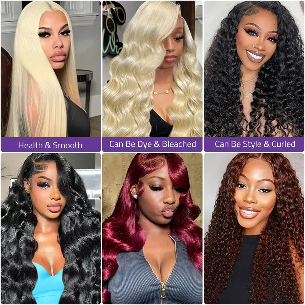 30 40 Inch 613 Blonde Straight Lace Frontal Wig 13x4 13x6 HD Transparent Lace 220% Density Brazilian Human Hair for Women