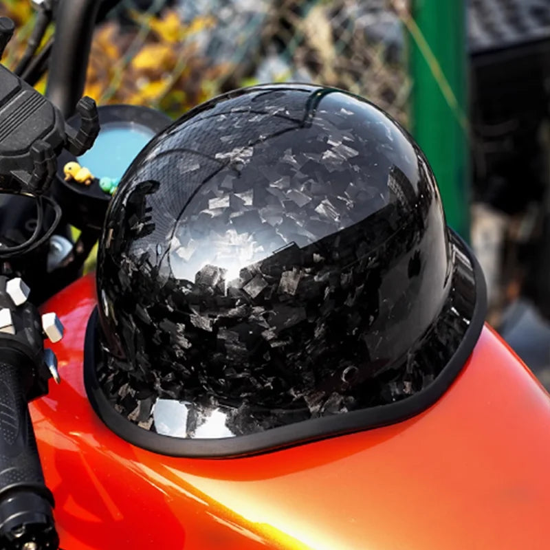 New German Helmet Vintage Forging Matt Black Cruise Motorcycle Pedal Half Helmet Motorcycle Men Women Riding Halley Big Size